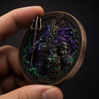 Pièce de monnaie commémorative personnalisée en relief 3D, Hades, Seigneur du Sous-Monde, en bronze antique, mythe grec, pièce de défi pour cadeau de luxe