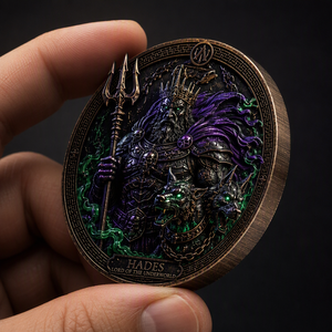 Pièce de monnaie commémorative personnalisée en relief 3D, Hades, Seigneur du Sous-Monde, en bronze antique, mythe grec, pièce de défi pour cadeau de luxe - Product Image 6