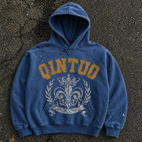 Sweat-shirt à capuche court pour homme avec logo personnalisé, 100 % coton, couleur unie, impression DTG ODM, coupe classique, coupe ample, streetwear