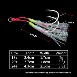 18 #-24 # Leurre Fibre Lumière Double Aide Crochets Pêche En Mer Jig Barbelé Brochet Crochets En Acier Inoxydable Argent Matel Océan Double Crochet - Product Image 2
