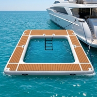 Plateforme flottante carrée gonflable de haute qualité, durable, anti-méduse, pour piscine et bain de mer, avec pont en EVA