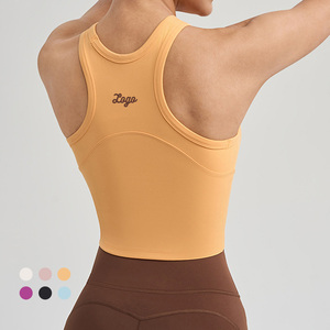 Camiseta <span class=keywords><strong>de</strong></span> <span class=keywords><strong>tirantes</strong></span> deportiva <span class=keywords><strong>de</strong></span> verano para mujer, <span class=keywords><strong>de</strong></span> secado rápido, transpirable, <span class=keywords><strong>de</strong></span> alta elasticidad, con cuello redondo y espalda cruzada, con almohadillas fijas incorporadas - Product Image 2