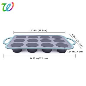 12 ly không dính kim loại gia cố khung Silicone Muffin Pan để nướng bánh nướng xốp tự chế - Product Image 5