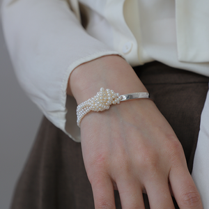 WENCHI Handmade Original 1611 Sterling <b>Silver</b> Freshwater <b>Pearl</b> Knotted <b>Bracelet</b> Elegant New Design with Premium Quality Material - Product Image 6