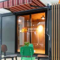 Les dernières conceptions de plans d'étage pour cafés/restaurants/studios/cafés rapides/bureaux préfabriqués démontables, installation de maisons conteneurs pliantes