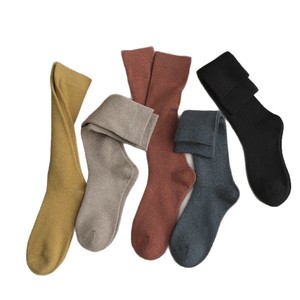 Women's Calf Socks Knee High Solid Color Thick Warm Fleece Lined Anti Slip Sweat Absorbing Odor Resistant Friction Resistant - Product Image 5