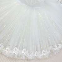 S0086 Fourniture d'usine Jupe tutu de ballet en tulle rigide avec broderie de strass et ourlet en dentelle blanche pour spectacle de danse