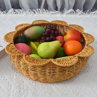 Nouveau design en forme de fleur PP rotin tissé à la main panier de rangement panier de fruits porte-bonbons panier à oeufs rotin boîte décorative de table