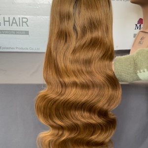 Peluca frontal de encaje transparente con ondas corporales, densidad del 180%, cabello brasileño castaño claro, pelucas frontales de encaje en Miami - Product Image 6