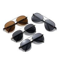 Lunettes de soleil polarisées classiques noires pour hommes, monture intégrale légère et confortable en métal, avec branches décoratives dorées, promotionnelles
