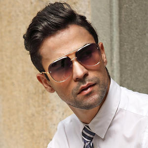 Lunettes de soleil aviateur rétro surdimensionnées pour hommes, métal, double pont, protection UV400, lunettes de soleil tendance pour la conduite et les voyages - Product Image 3