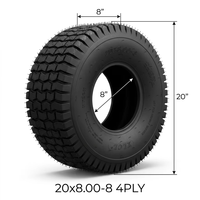 Pneus de tondeuse à gazon 20x8.00-8, pneu de tracteur de jardin 20x8x8, pneus de tondeuse autoportée 20x8-8nhs, pneu tubeless 4 plis, capacité de 965 lb
