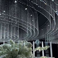 Décorations de plafond de mariage modernes et professionnelles en perles d'ananas transparentes en acrylique, rideaux de fond suspendus avec crochets, vente en gros