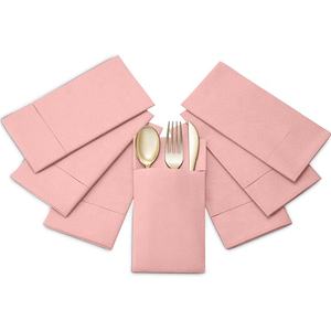 <span class=keywords><strong>Serviettes</strong></span> en <span class=keywords><strong>papier</strong></span> personnalisées avec logo imprimé en rose, effet lin, pour mariage - Product Image 1