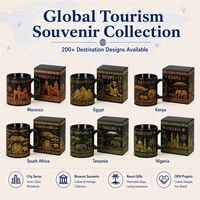 Tasses en céramique souvenirs d'Afrique du Sud, design paysage animalier Protea, pour café et lait, avec boîte cadeau, personnalisation OEM ODM, vente en gros