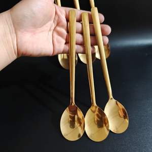 Versión de lujo, hecha de acero inoxidable 304 mejorado, chapada en titanio, cuchara redonda para comer, cuchara de estilo occidental, estilo coreano. - Product Image 3