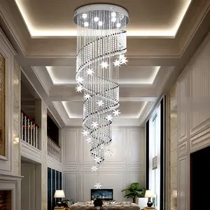 楼梯螺旋长水晶吊灯现代简约客厅创意别墅酒店大堂复式悬挂吊灯