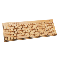 Teclado inalámbrico de madera de bambú, 2,4 Ghz, 108 teclas, USB, para oficina, escritorio, PC, ordenador portátil