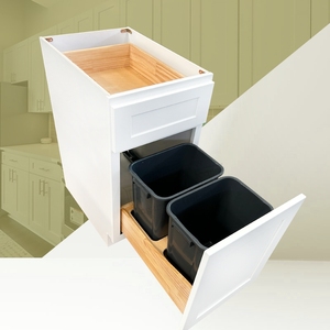 Factory-Direct Price Wholesale Commercial Kitchen Cabinetry U.S. Standard Modern White Shaker RTA Cabinet Waste <b>Basket</b> Cabinet - Product Image 1
