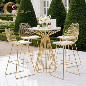 Wholesale Modern Stainless Steel Nightclub High Top <b>Standing</b> Gold Cocktail Tables for Hotel Events - Product Image 2
