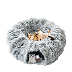 Lit tunnel en peluche chat beignet doux personnalisé en usine avec tapis central pour chaton/chiot/lapin - Product Image 1