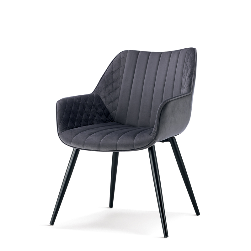 Bazhou 2021 New design hot sale luxury dining room furniture velvet fabric dining chairs with powder coating legs