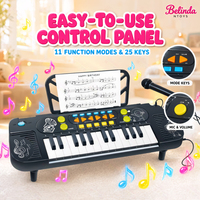 Clavier électronique multifonctionnel Belinda à 25 touches, jouets de clavier de piano avec microphone, instruments de musique, cadeaux pour enfants