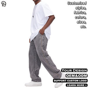 Jeans baggy vintage personnalisés pour <span class=keywords><strong>homme</strong></span>, coupe ample, denim hip-hop, pantalon décontracté streetwear, pantalon large avec bande latérale - Product Image 4