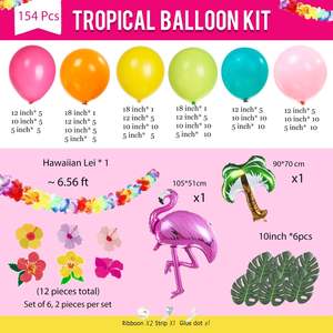 Kit d'arche de ballons sur le thème hawaïen, ballons <span class=keywords><strong>rose</strong></span> vif et orange pour les fêtes de bébé d'été, les fêtes à la piscine, les décorations de fête d'<span class=keywords><strong>anniversaire</strong></span> - Product Image 2