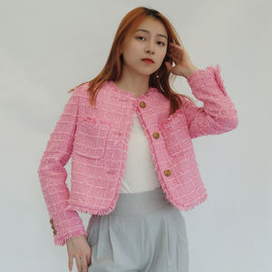 Nouveau design de costume en laine mélangée pour femmes <span class=keywords><strong>Trench</strong></span>-coat en tweed à manches longues pour femmes - Product Image 1