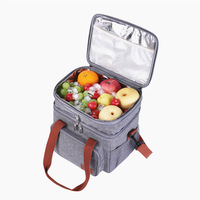 Boîte à lunch isotherme extra large à double compartiment pour hommes et femmes, sac isotherme en polyester anti-fuite avec sangle, design pliable