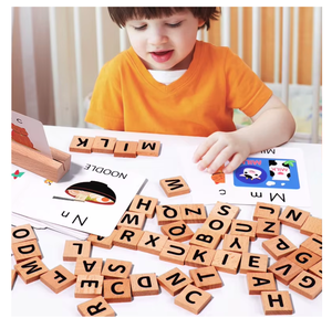 Tarjetas Educativas para Niños Pequeños, <span class=keywords><strong>Actividades</strong></span> <span class=keywords><strong>de</strong></span> Aprendizaje Preescolar con Rompecabezas <span class=keywords><strong>de</strong></span> Alfabeto, Juegos <span class=keywords><strong>de</strong></span> <span class=keywords><strong>Ortografía</strong></span> Hechos <span class=keywords><strong>de</strong></span> Papel y Madera - Product Image 1