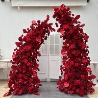En gros Personnaliser Fleur Blanche Mariage Corne Arc Fond Vert Feuille Rose Hortensia Artificielle Corne Fleur Arche