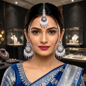 PADMAWATI BANGLES Private Limited Boucles d'oreilles chandelier en alliage plaqué or de haute qualité, ethniques traditionnelles, avec perles, motif Paisley, pour femmes - Product Image 2