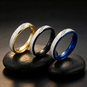 Classic European Popular Unisex Wedding Finger <b>Ring</b> Narrow Brushed Matte Band With Diagonal Inlaid Small <b>Crystal</b> Titanium - Product Image 1