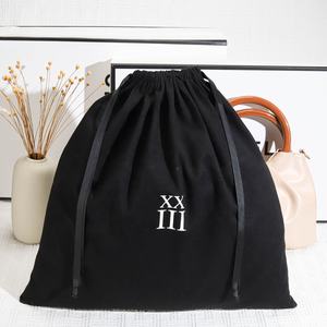 Bolsa de compras con cordón Twilll de algodón negro grande reutilizable de lujo, bolsa de polvo para extensiones de cabello, bolsa de algodón para embalaje de regalo - Product Image 1