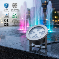 Projecteur LED Submersible IP68 9W 18W en Acier Inoxydable RGB DMX pour Fontaines, Piscines et Bassins Aquatiques