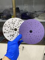 Disque de papier abrasif céramique violet multi-trous de 150 mm, grain 120, 6 pouces, pour l'automobile