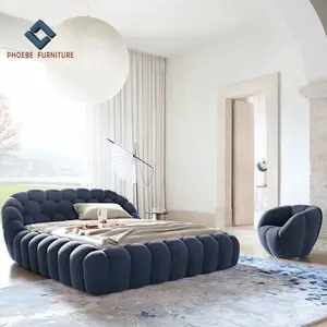 Set di Mobili per Camera da Letto in Stile Parigino, Letto Francese Imbottito a Bolla Molto Confortevole - Product Image 1