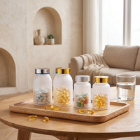 Flacon de pilules en PET ambré givré de 5 oz, bouchon UV électroplaqué personnalisé, brun translucide, complément alimentaire, capsule de vitamine, flacon de gélules molles