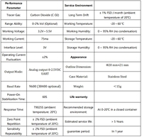 Module de capteur de CO2 infrarouge DOUTESI GH-CO2 5%VOL, boîtier en acier inoxydable, certifié CE, NDIR, sortie analogique de tension/UART industrielle
