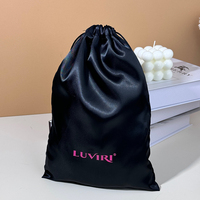 Sacs en satin personnalisés pour extensions de cheveux et perruques avec fermeture à ruban, impression sérigraphique pour l'emballage de bijoux