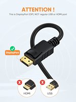 Câble CableCreation DP vers VGA 6FT 1080P DP 1.2 Mâle vers Mâle pour Ordinateur Portable HP Dell Lenovo Moniteur Projecteur