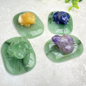 Nuova Scultura di Rana in Cristallo con Foglia di Loto, Pietra Curativa, Stile Pastorale per Decorazione Casa e Regalo - Product Image 5