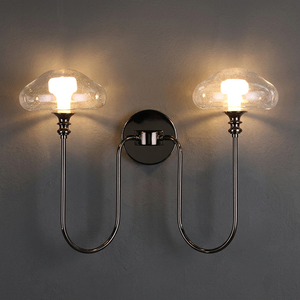 Inno Casa PW24005-2 Industrial Factory Decorative Clear Glass Shade Metal Pearl Wall Lamp 110-240V 2*G9 Lampholder Living Room - Product Image 3