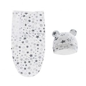 Mu Of 2 selimut bedong tidur dan Muslin bayi Set bedong topi yang serasi untuk bayi baru lahir - Product Image 1