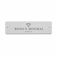 Plaque métallique personnalisée avec logo cousu, détails estampés en aluminium, finition plaquée pour vêtements et chaussures