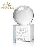 Trophée sphérique de baseball en cristal gravé au laser sur mesure, base carrée, récompense sportive pour le jeu des All-Stars