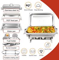 Liyunda – Ensemble de chauffe-plats et de réchauds de buffet en acier inoxydable 9L avec cadre pliable pour mariages, fêtes, banquets et événements traiteur