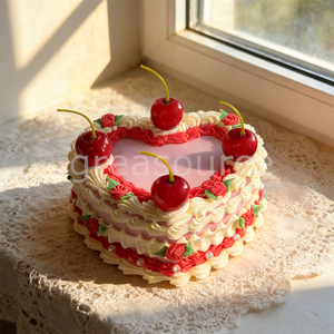 Vintage Heart Shaped Cherry Cake Model Plastic Jewelry <b>Box</b> Eco-Friendly Retro Pink Cream <b>Trinket</b> Storage Cute Kawaii Girls Desk - Product Image 3